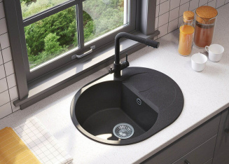 Мойка гранит. Tolero Gelcoat Ronda-620 черная (36960) фото 40226