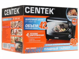 Духовка эл. CENTEK CT-1531-42 чер. (42л/1600Вт/таймер/4реж/прот) фото 53922