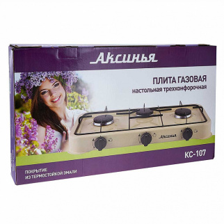 Газ. плита АКСИНЬЯ КС-107 настольная 3-конфорочная фото 40891