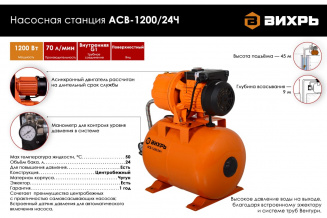 Насосная станция авт.водосн. ВИХРЬ АСВ-1200/24Ч 68/1/9 фото 43825