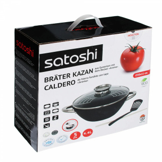 Казан чуг. 4.4л стекл.кр. АП SATOSHI 30см/реш./нерж.руч. 808-031 фото 44269