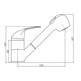 Смеситель для кухни, выдвижной излив, керам. картридж 40мм, хром, цинк, SK01-E119 СоюзКран 567-054 фото 42588
