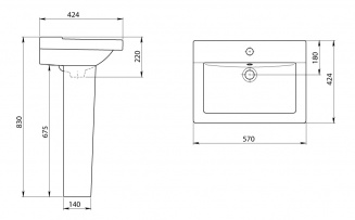Умывальник "Орион" с пьедесталом фото 20417