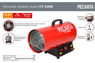 Тепловая пушка газ. РЕСАНТА ТГП-23000 (67/1/42) фото 41887
