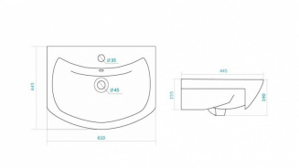 Тумба Triton "Лира-60" c 2мя ящ., прав. (умыв. Балтика-60) фото 20560