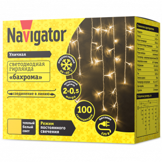 Гирлянда уличная Navigator 61840 NGF-C01-357WW-8-2x1.5m-230-TR-IP44 фото 37035