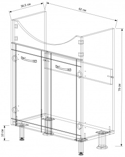 Тумба Хай-тэк 65 №3 (с умывальником СТИЛЬ 65) фото 40602