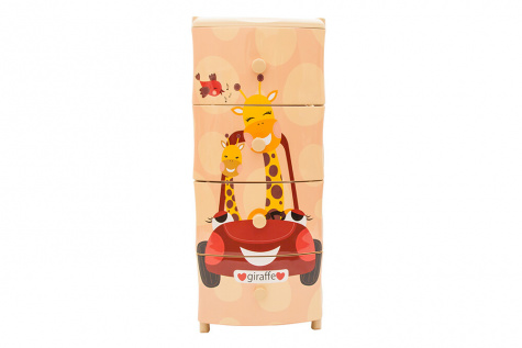 Комод пл. 4х-яр ЭЛЛАСТИК Жираф на машине