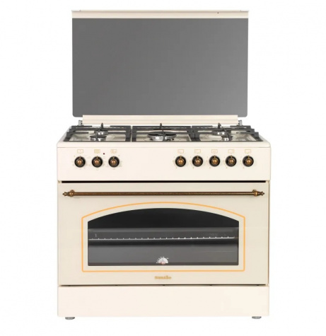 Газ. плита с электрической духовкой SMILE SM9GER300 беж (5-конф, ретро,ст.кр,чугун,подсв)
