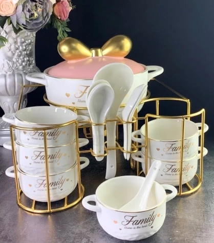 Набор для супа (мармит) Lenardi белый на 6 персон 16 предметов 106-153