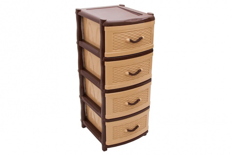 Комод пл. 4х-яр ЭЛЛАСТИК ПЛЕТЕНКА коричневый (ЭЛЛАСТИК-ПЛАСТ)