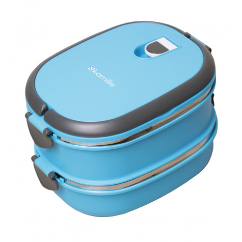 Ланч бокс двойной 1800 мл. Kamille КМ 2109 (пластик, нержавеющая сталь)