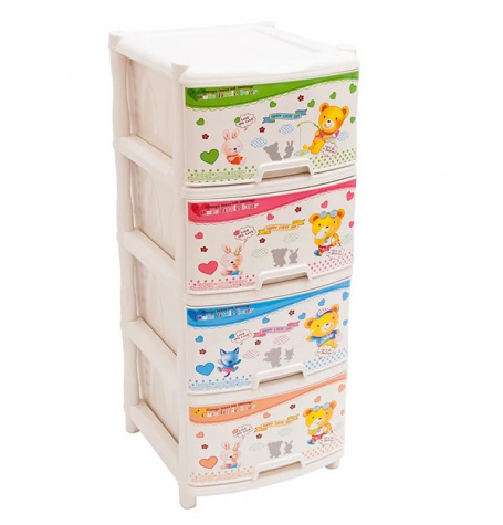 Комод пл. 4х-яр ЭЛЛАСТИК с рис. МИШКИ